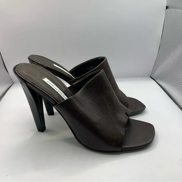 Diane Von Furstenberg heels flip flop open toe Women's Brown 9M Made in Italy - Picture 4 of 8